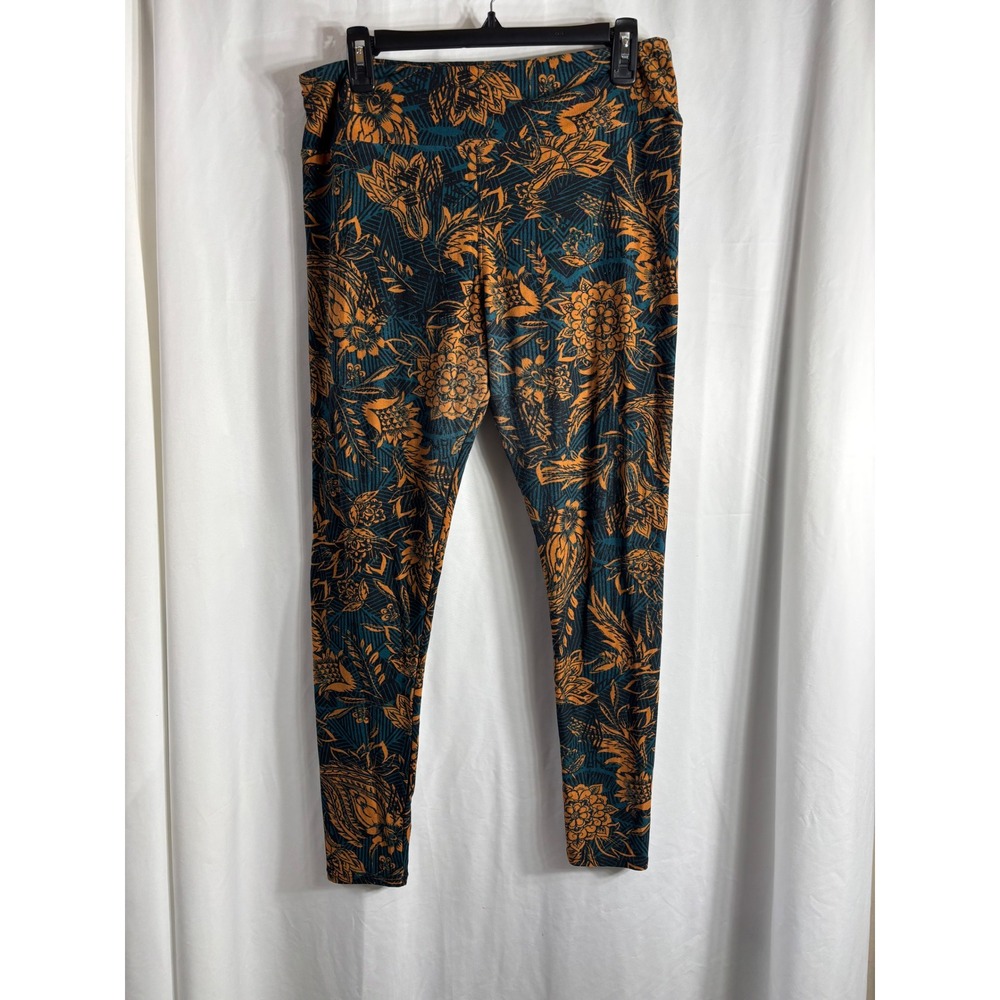 Lularoe‎ Leggings Floral Print Teal Orange TC